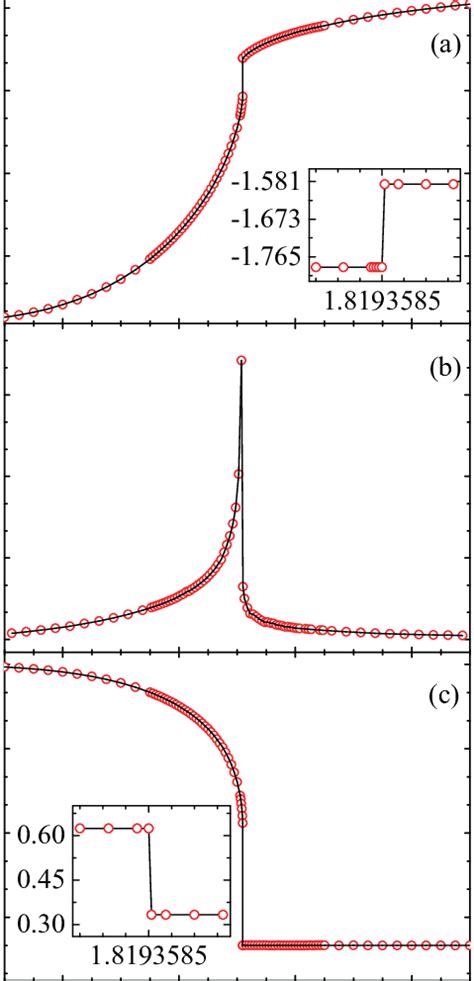 A Internal Energy Per Site B Specific Heat And C Magnetization