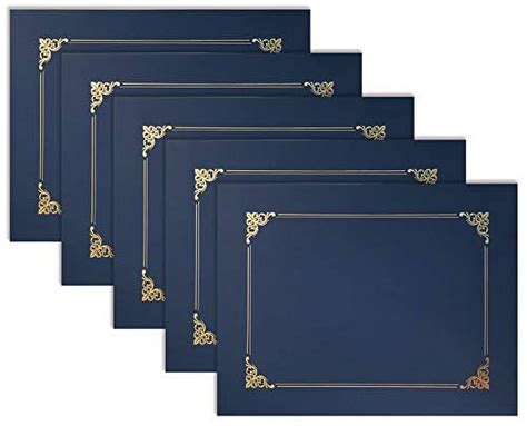 Better Office Products 25 Pack Navy Blue Certificate Holders With Gold