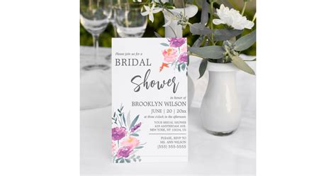 Watercolor Flower Bridal Shower Invitations Zazzle