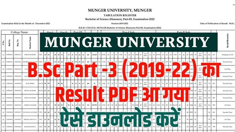 Munger University Ug Part Bsc Result Pdf