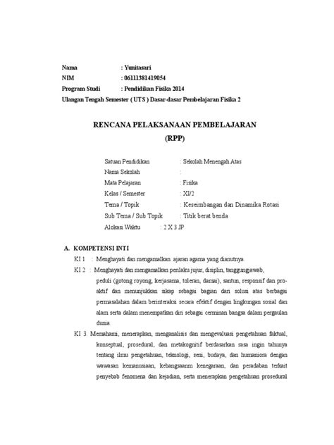 rpp project based learning pjbl