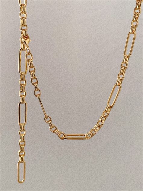 Brass Geometric Chain Minimalist Necklace