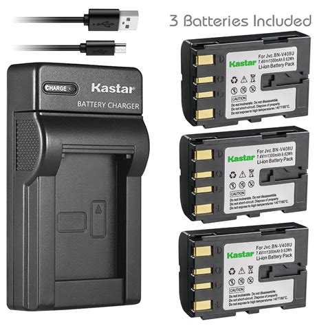 Kastar Battery Slim Charger For JVC BN V408 JVC GR D32 GR D32USGR D33