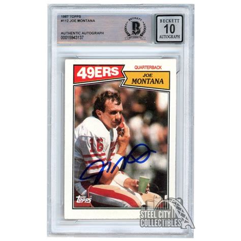 Joe Montana 1987 Topps Autograph Card #112 BAS 10 | Steel City Collectibles