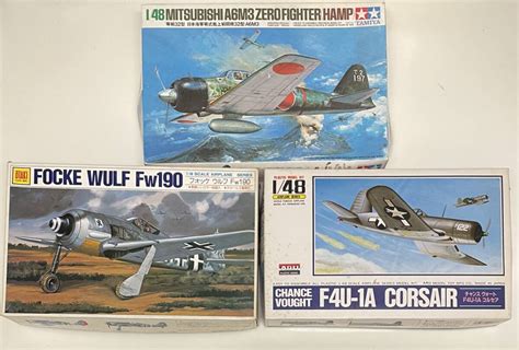 送料710円 未組立品 タミヤ オオタキ アリイ 1 48 零戦32型 F4U 1A コルセア フォッケウルフ Fw190 3点