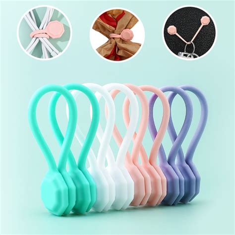 Silicone Magnetic Reusable Cable Tie Organizer Wire Winder Eco Friendly