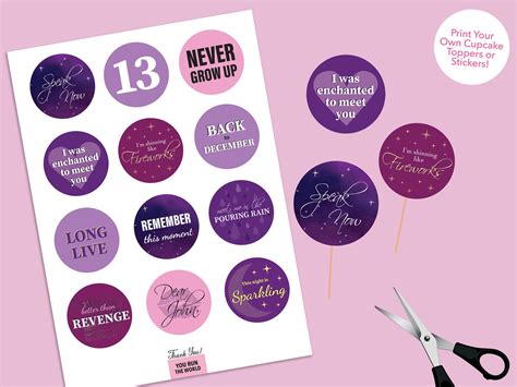 Printable Taylor Swift Party Cupcake Toppers Ts Eras Speak Now Swifties