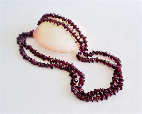 Polished Natural Garnet Stone Necklace by SunshineSurprises