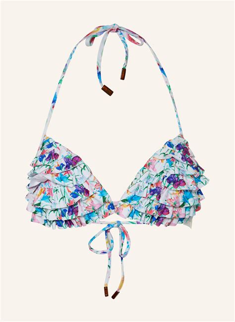 Vilebrequin Triangel Bikini Top Happy Flowers In Weiss T Rkis Lila