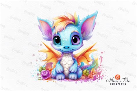 Rainbow Baby Dragon Sublimation Clipart Graphic By Crafticy · Creative