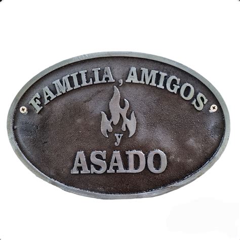 Placa De Fundicion Oval Familia Amigos Y Asado Universo Binario