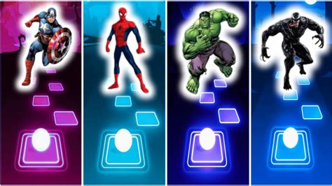 Marvel Heroes Captain America Spiderman Hulk Venom Tiles Hop