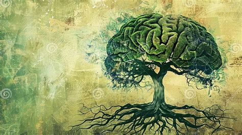 Tree Of Life With Brain Roots Symbolizing Mental Growth Stock Image