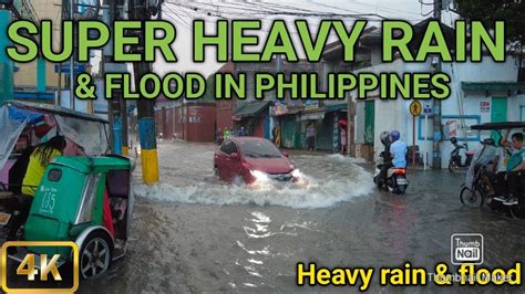 Walking In Super Heavy Rain Flood Brgy Nagkaisang Nayon To Caybiga