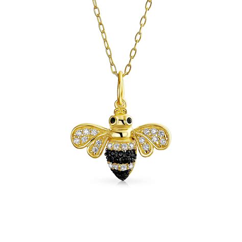 Bling Jewelry - Elegant Golden Black Cubic Zirconia Bumble Bee Queen ...