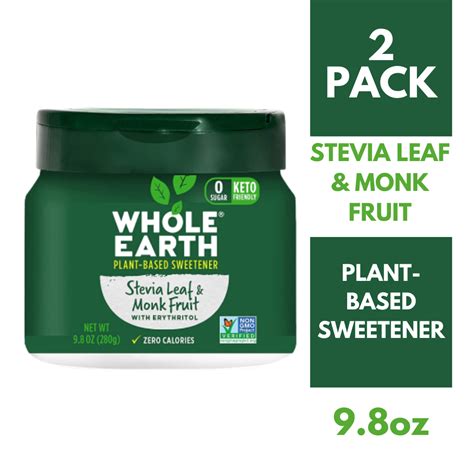 Whole Earth Monk Fruit And Stevia Leaf Sweetener Zero Calorie Sugar Substitute 2 Pack 9 8