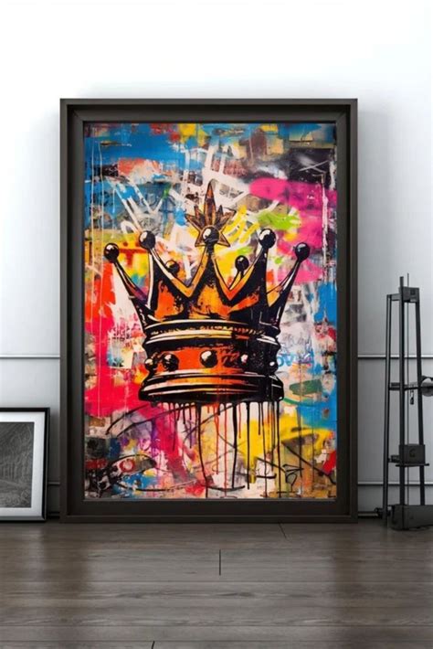 Elevate Your Space with Crown Graffiti Wall Art!