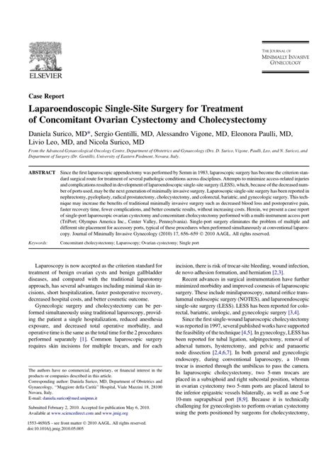 Pdf Laparoendoscopic Single Site Surgery For Treatment Of Concomitant