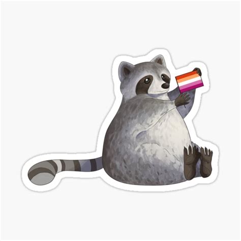 Lesbian Pride Raccoon Sticker By Kristoaster Redbubble