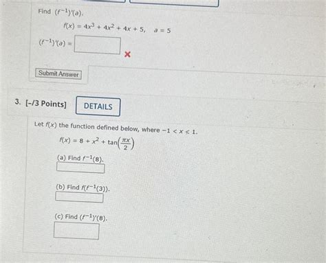 Solved Find F−1 ′ A F X 4x3 4x2 4x 5 A 5 F−1 ′ A 13