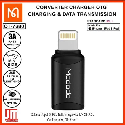 Jual Mcdodo OT 7680 OTG Adapter Converter USB Type C Female To IPhone