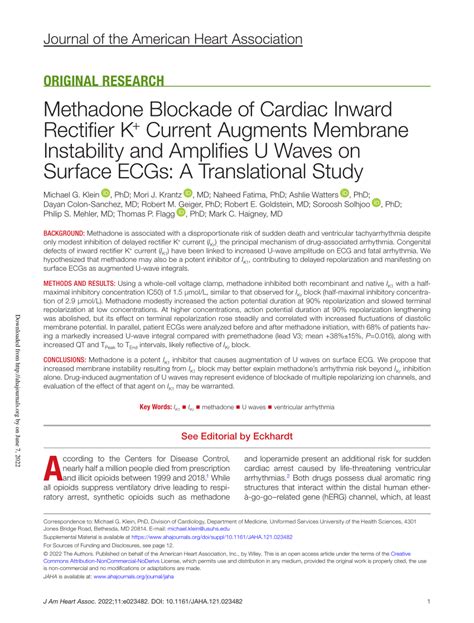 PDF Methadone Blockade Of Cardiac Inward Rectifier K Current