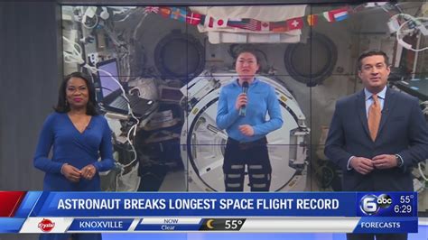 Us Astronaut Sets Record For Longest Spaceflight By A Woman Youtube