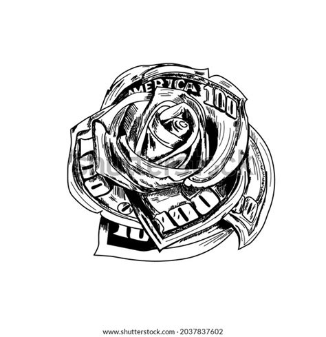 100 Dollar Bill Rose Tattoo Drawing