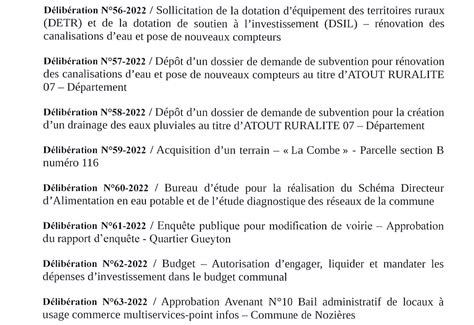 Nozières Procès verbal des délibérations et compte rendu du conseil