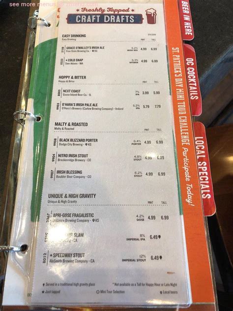 Menu at Old Chicago Pizza + Taproom pub & bar, Liberal, Centennial Blvd