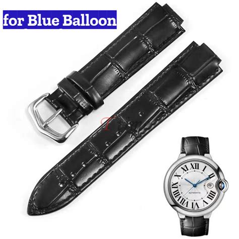 Cowhide Genuine Leather Watch Strap With Substitute Blue Balloon