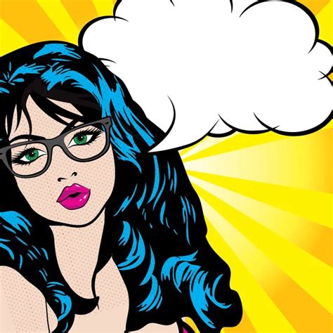 Pop Art Girl In Glasses Vintage Comics Style Speech Bubble Retro