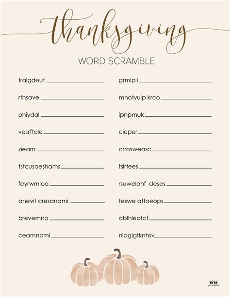 Thanksgiving Word Scrambles 10 Free Printables Printabulls