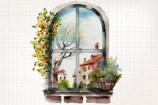 Spring Windows Watercolor Bundle Clipart Graphic By WaterColorArch