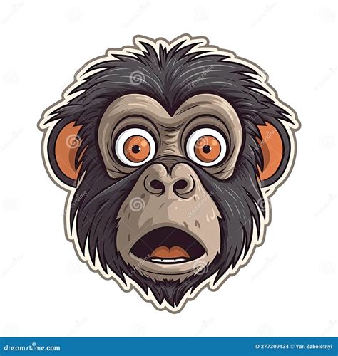 Scared Monkey Face Sticker On Isolated Tansparent Background Png Logo