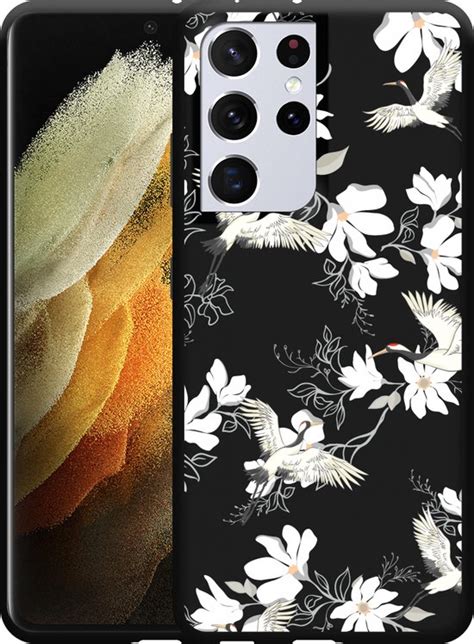 Galaxy S21 Ultra Hoesje Zwart White Bird Designed By Cazy Bol