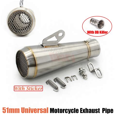 Left And Right 51mm Universal Motorcycle Exhaust Muffler Motorbike Db Killer Escape Silencer For