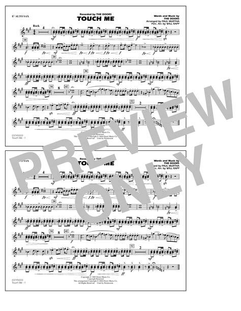 Touch Me Arr Paul Murtha Eb Alto Sax By The Doors Sheet Music For