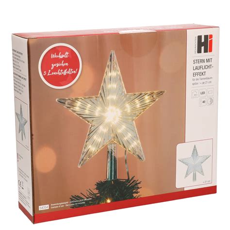 Kerstboom Ster Piek Topper Met Led Verlichting Waterval Effect Warm Wit