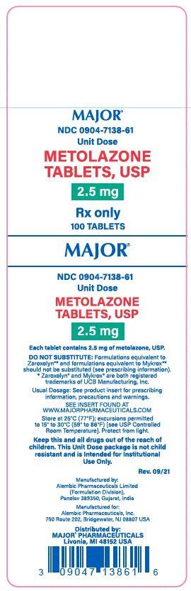 Metolazone - FDA prescribing information, side effects and uses