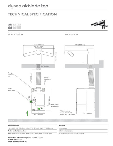 Dyson Airblade Tap AB09 AB10 AB11 Specifications Features And