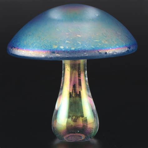 Iridescent Art Glass Mushroom Ebth