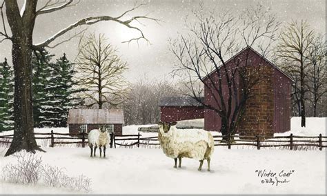 WINTER COAT SHEEP FARM BARN 12X20 UNFRAMED PRINT BY BILLY JACOBS