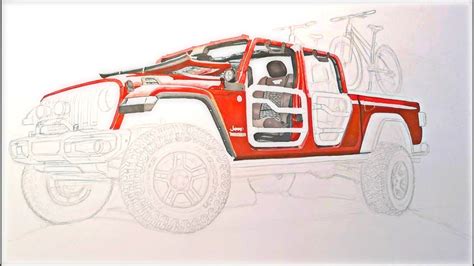 How To Draw A Car Jeep GLADIATOR With Sketch Markers 2 YouTube