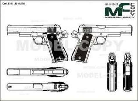 Colt Auto D Drawing Blueprints Model Copy Default