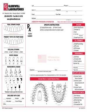 Glidewell Dental Lab Rx Fill And Sign Printable Template Online