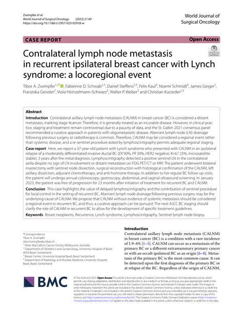 Pdf Contralateral Lymph Node Metastasis In Recurrent Ipsilateral Breast Cancer With Lynch