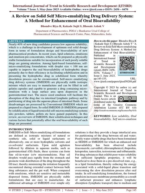 A Review On Solid Self Micro Emulsifying Drug Delivery System A Method