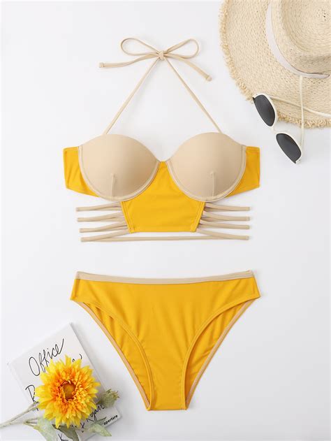 Ba Ador Bikini Push Up De Color Combinado Moda De Mujer Shein M Xico