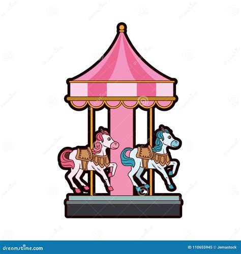 Cute Carousel Cartoon Stock Vector Illustration Of Recreation 110655945